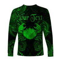 (Custom Personalised) Cancer Zodiac Polynesian Long Sleeve Shirt Unique Style - Green LT8 - Polynesian Pride