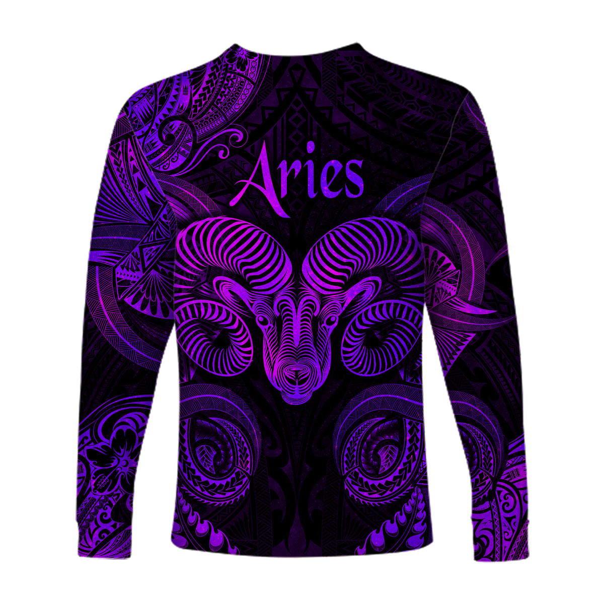 Aries Zodiac Polynesian Long Sleeve Shirt Unique Style - Purple LT8 - Polynesian Pride