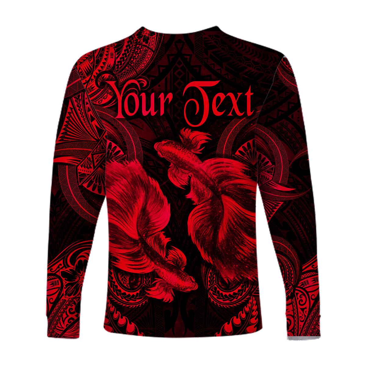 (Custom Personalised) Pisces Zodiac Polynesian Long Sleeve Shirt Unique Style - Red LT8 - Polynesian Pride