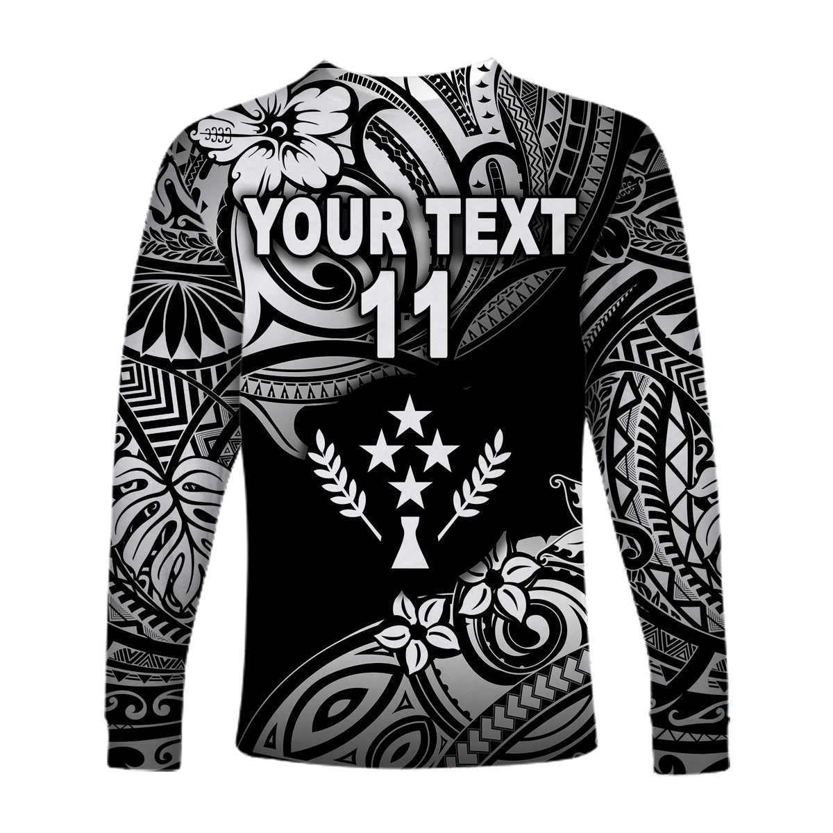 (Custom Personalised) FSM Kosrae Long Sleeve Shirts Unique Vibes - Black LT8 - Polynesian Pride