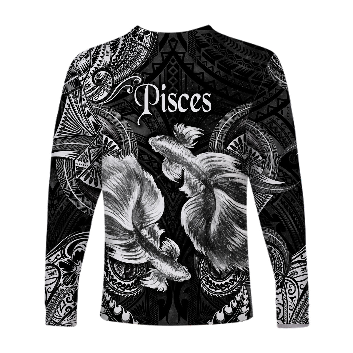 Pisces Zodiac Polynesian Long Sleeve Shirt Unique Style - Black LT8 - Polynesian Pride