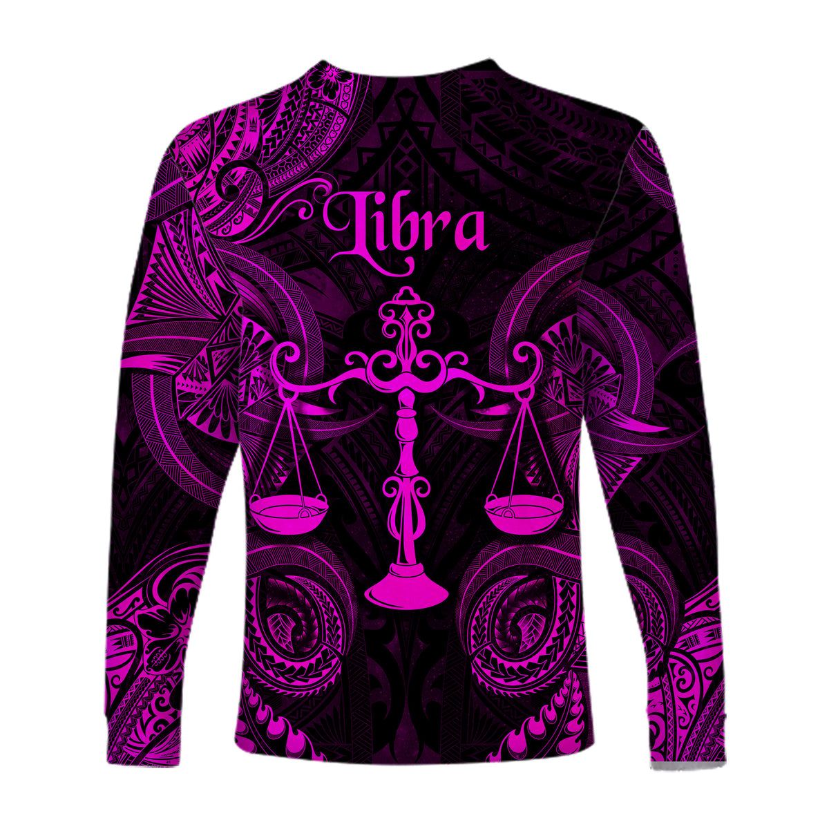 Libra Zodiac Polynesian Long Sleeve Shirt Unique Style - Pink LT8 - Polynesian Pride