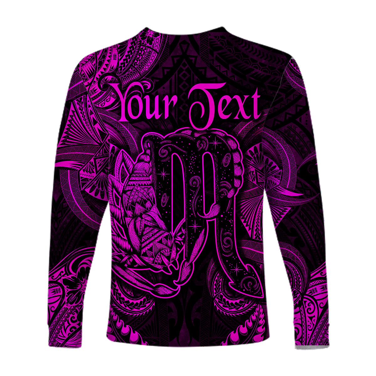 (Custom Personalised) Scorpio Zodiac Polynesian Long Sleeve Shirt Unique Style - Pink LT8 - Polynesian Pride