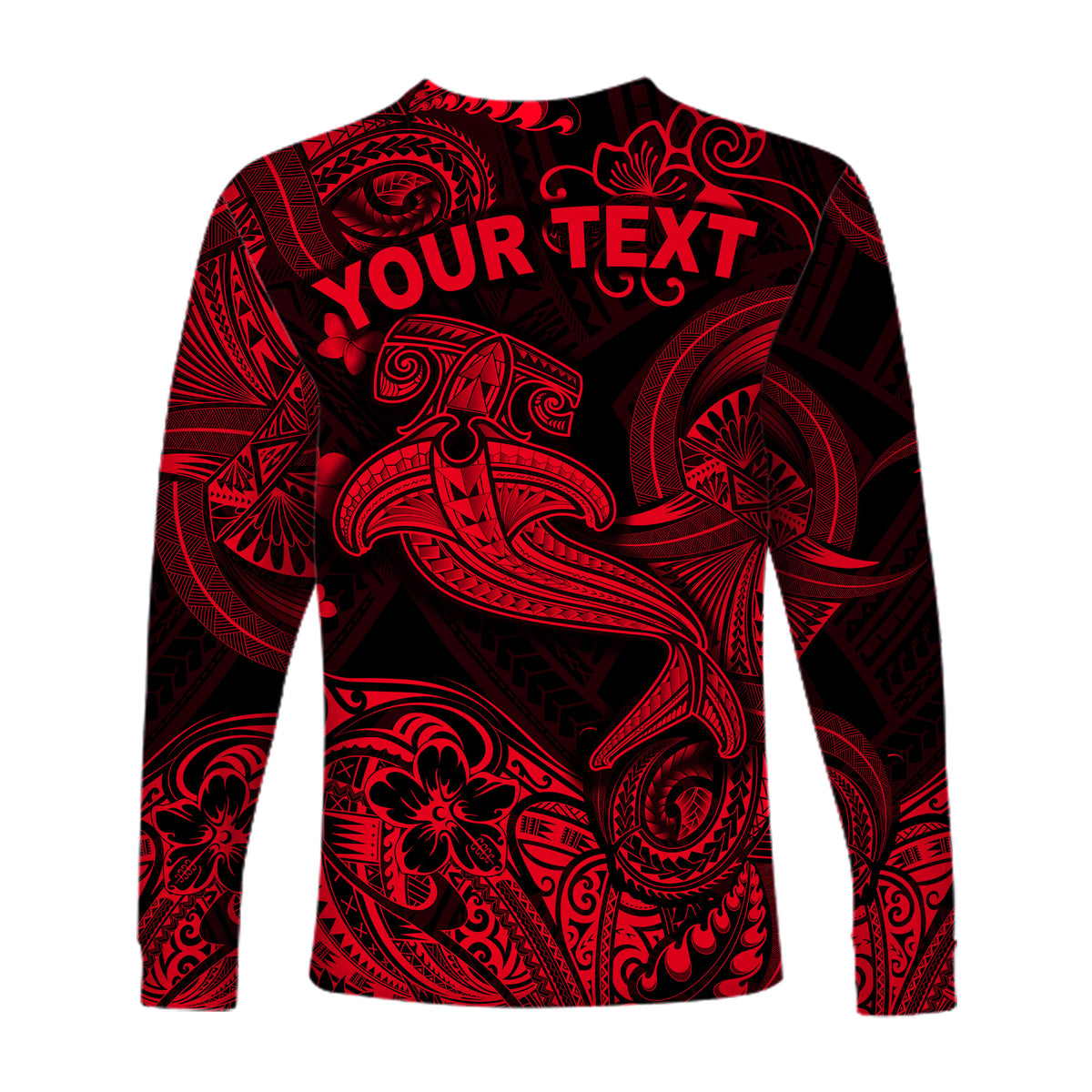 (Custom Personalised) Hawaii Hammer Shark Polynesian Long Sleeve Shirt Unique Style - Red LT8 - Polynesian Pride