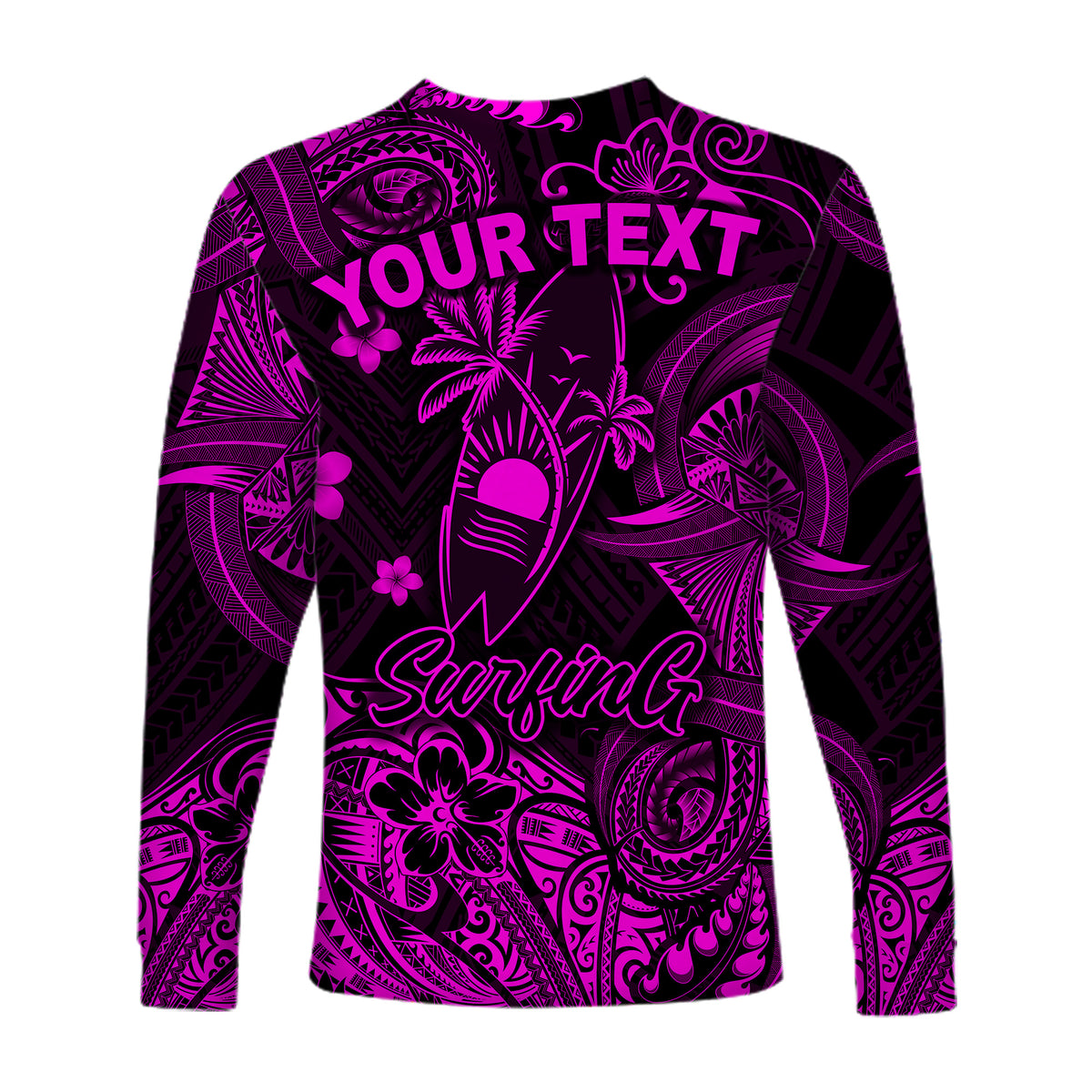 (Custom Personalised) Hawaii Surfing Polynesian Long Sleeve Shirt Unique Style - Pink LT8 - Polynesian Pride