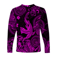 Hawaii Angry Shark Polynesian Long Sleeve Shirt Unique Style - Pink LT8 - Polynesian Pride