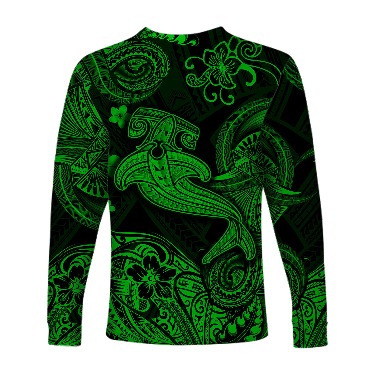 Hawaii Hammer Shark Polynesian Long Sleeve Shirt Unique Style - Green LT8 - Polynesian Pride