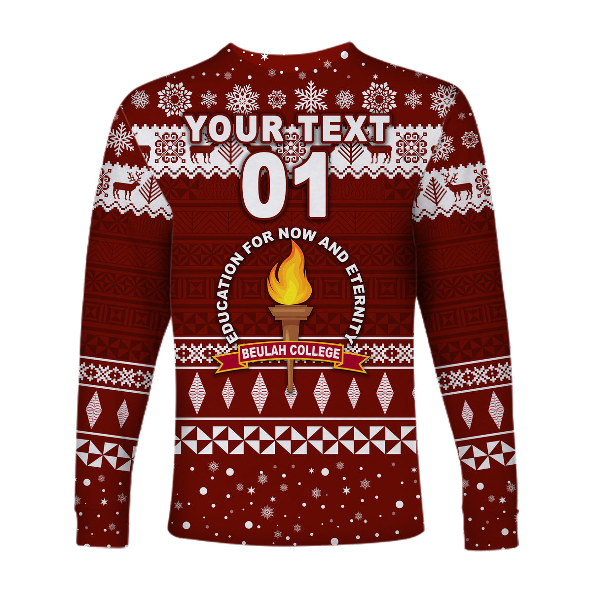 (Custom Personalised) Tonga Beulah College Christmas Long Sleeve Shirt Simple Style LT8 - Polynesian Pride