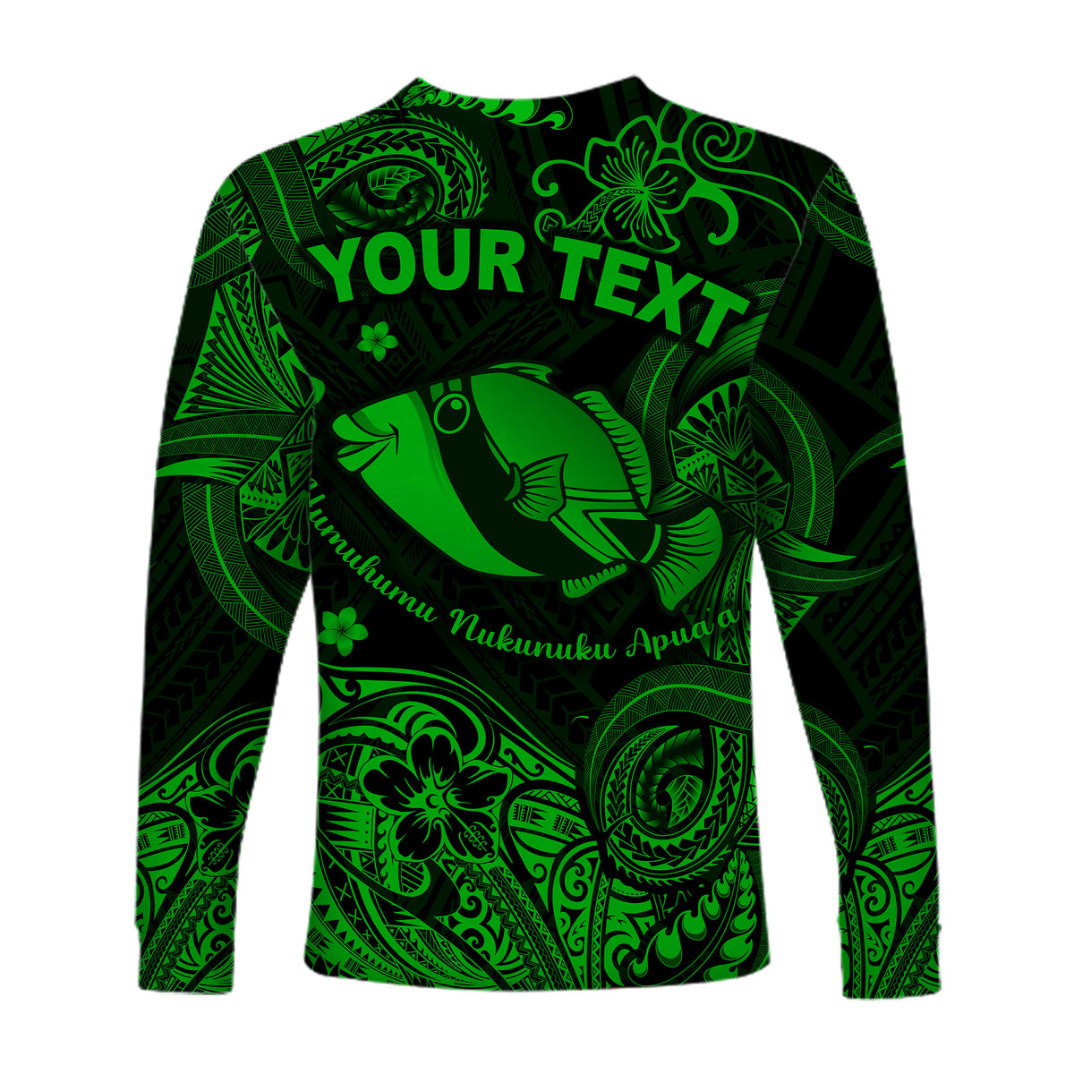 (Custom Personalised) Hawaii State Fish: Humuhumu Nukunuku Apua'a Polynesian Long Sleeve Shirt Unique Style - Green LT8 - Polynesian Pride