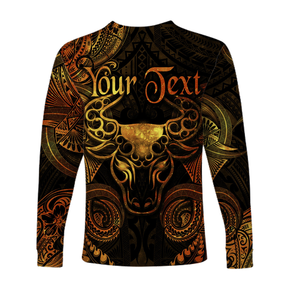 (Custom Personalised) Taurus Zodiac Polynesian Long Sleeve Shirt Unique Style - Gold LT8 - Polynesian Pride
