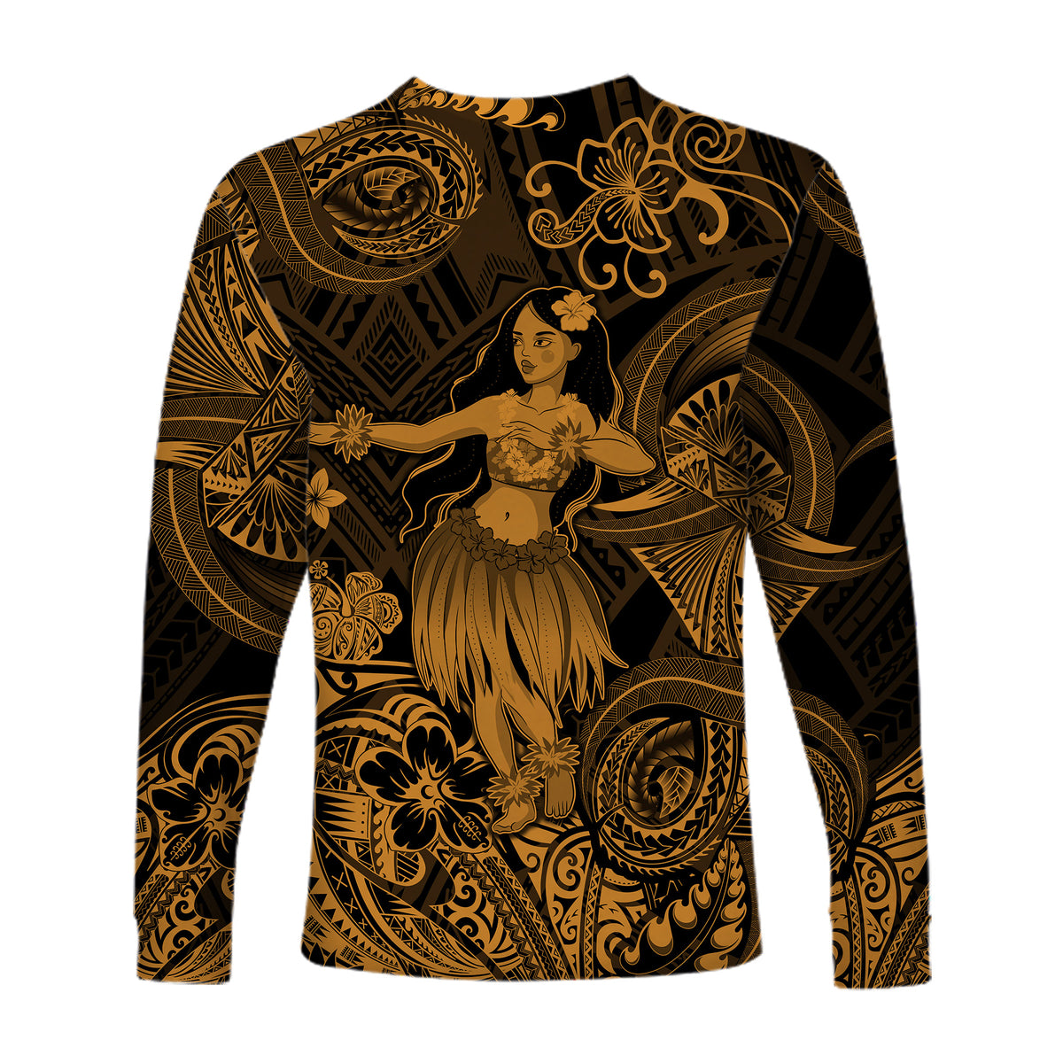 Hawaii Hula Girl Polynesian Long Sleeve Shirt Unique Style - Gold LT8 - Polynesian Pride