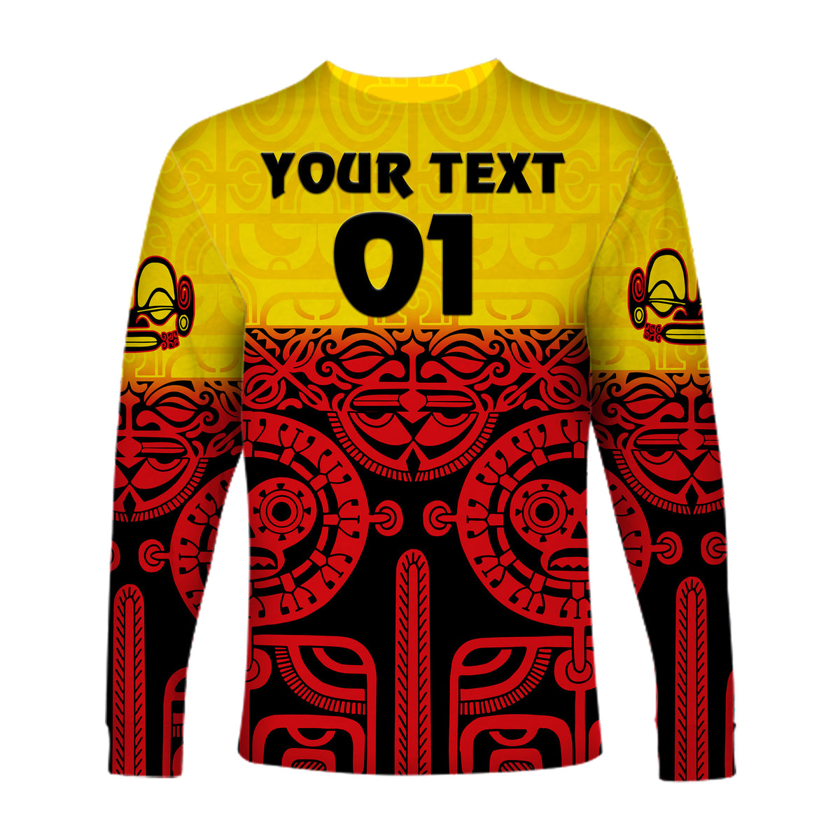 (Custom Personalised) Marquesas Islands Long Sleeve Shirt Marquesan Tattoo Special Style - Gradient Red LT8 - Polynesian Pride