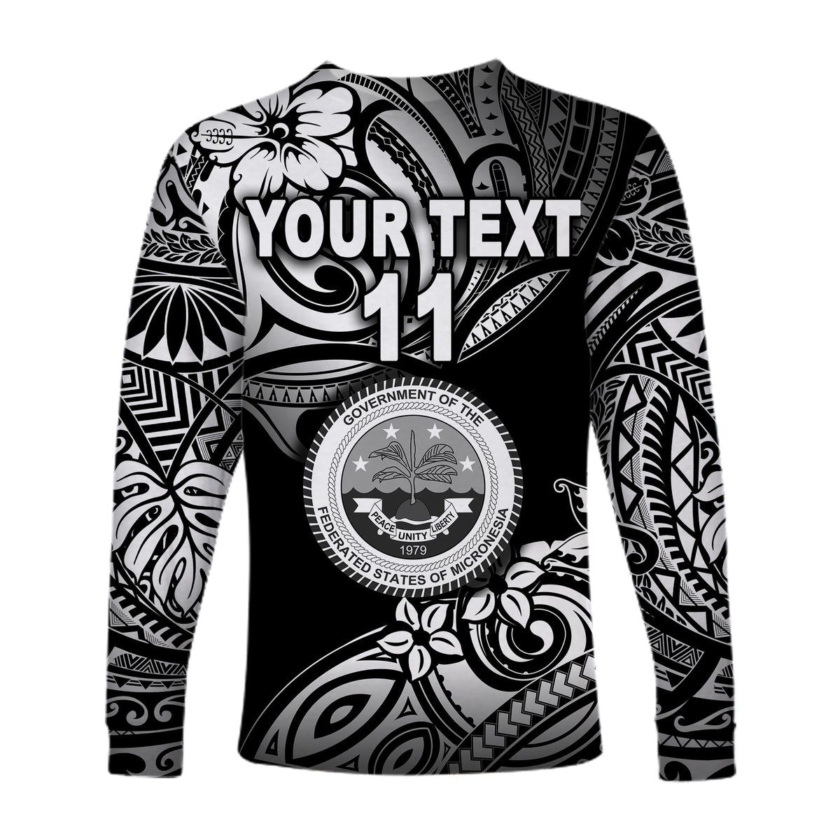 (Custom Personalised) Federated States of Micronesia Long Sleeve Shirts Unique Vibes - Black LT8 - Polynesian Pride