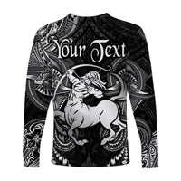 (Custom Personalised) Sagittarius Zodiac Polynesian Long Sleeve Shirt Unique Style - Black LT8 - Polynesian Pride