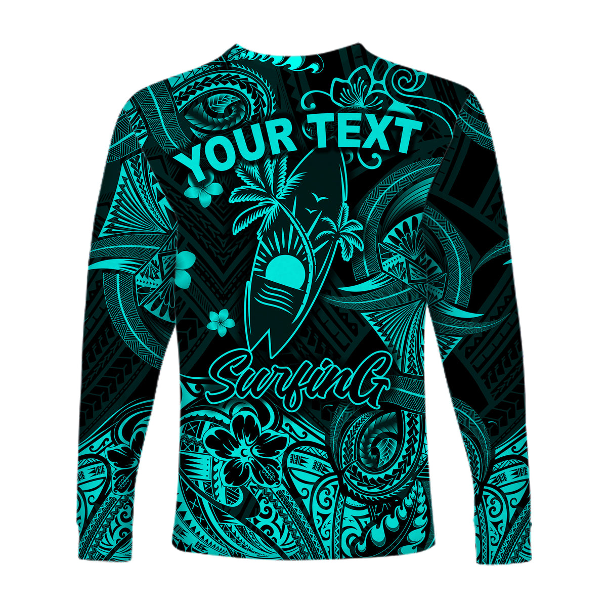 (Custom Personalised) Hawaii Surfing Polynesian Long Sleeve Shirt Unique Style - Turquoise LT8 - Polynesian Pride
