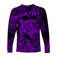 (Custom Personalised) Hawaii Turtle Polynesian Long Sleeve Shirt Plumeria Flower Unique Style - Purple LT8 - Polynesian Pride