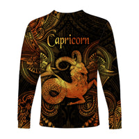 Capricorn Zodiac Polynesian Long Sleeve Shirt Unique Style - Gold LT8 - Polynesian Pride