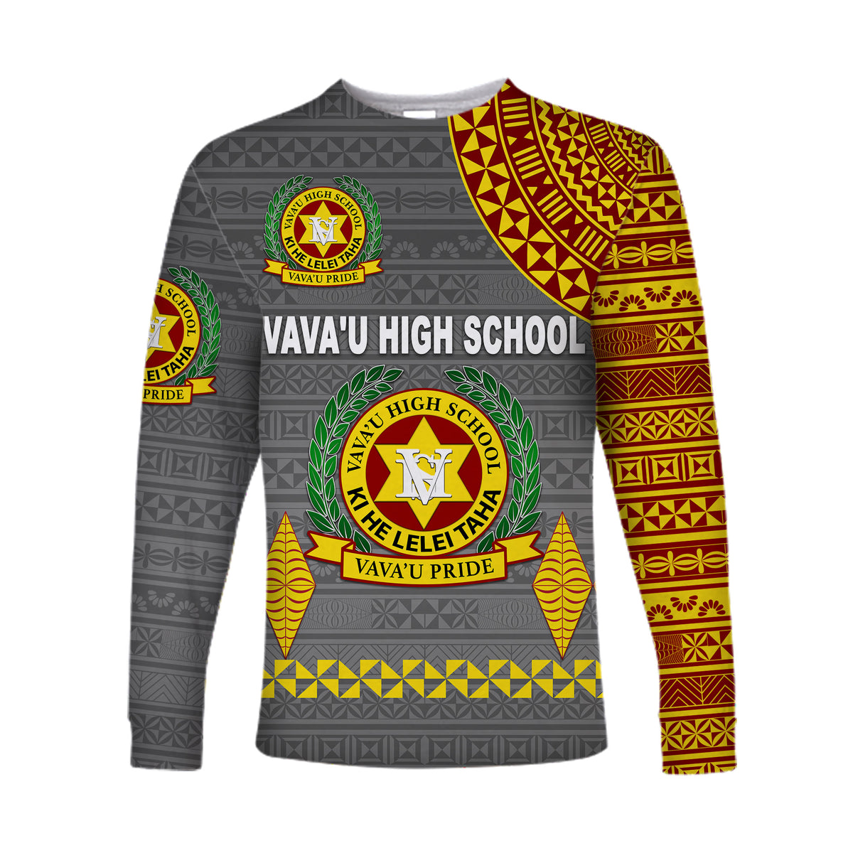 (Custom Personalised) Tonga Vava'u High School Long Sleeve Shirt Simple Style - Grey LT8 - Polynesian Pride