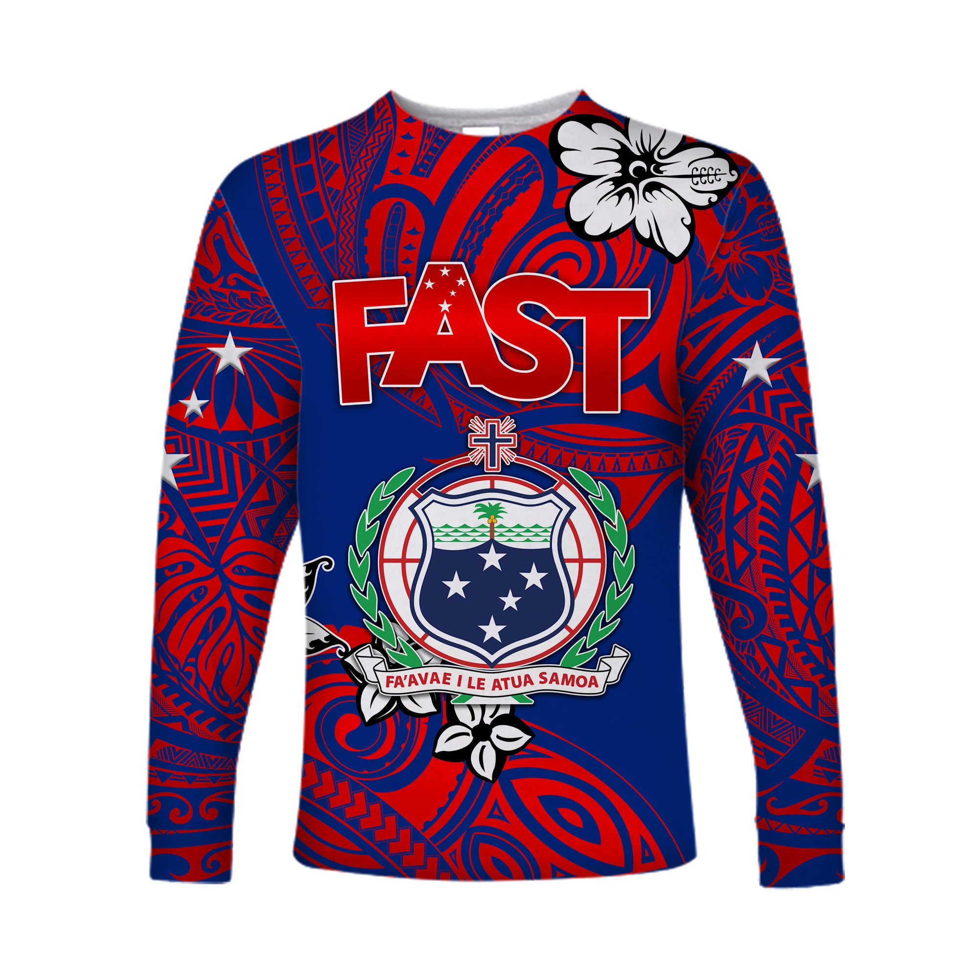 (Custom Personalised) Samoa FAST Party Long Sleeve Shirt Unique Vibes LT8 Unisex Blue - Polynesian Pride