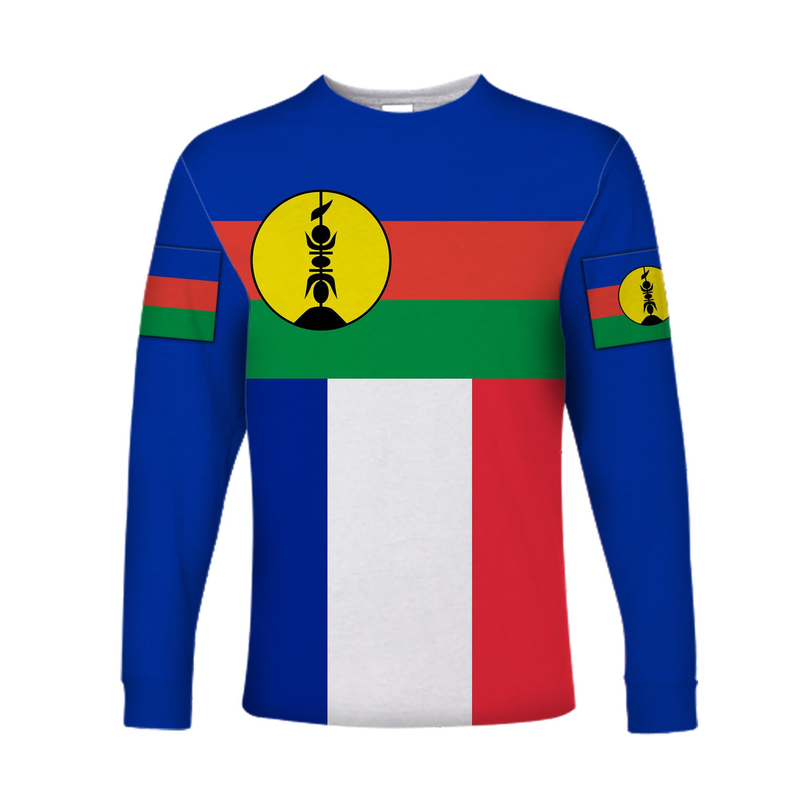 New Caledonia Long Sleeve Shirt Flag Vibes LT8 Unisex Blue - Polynesian Pride