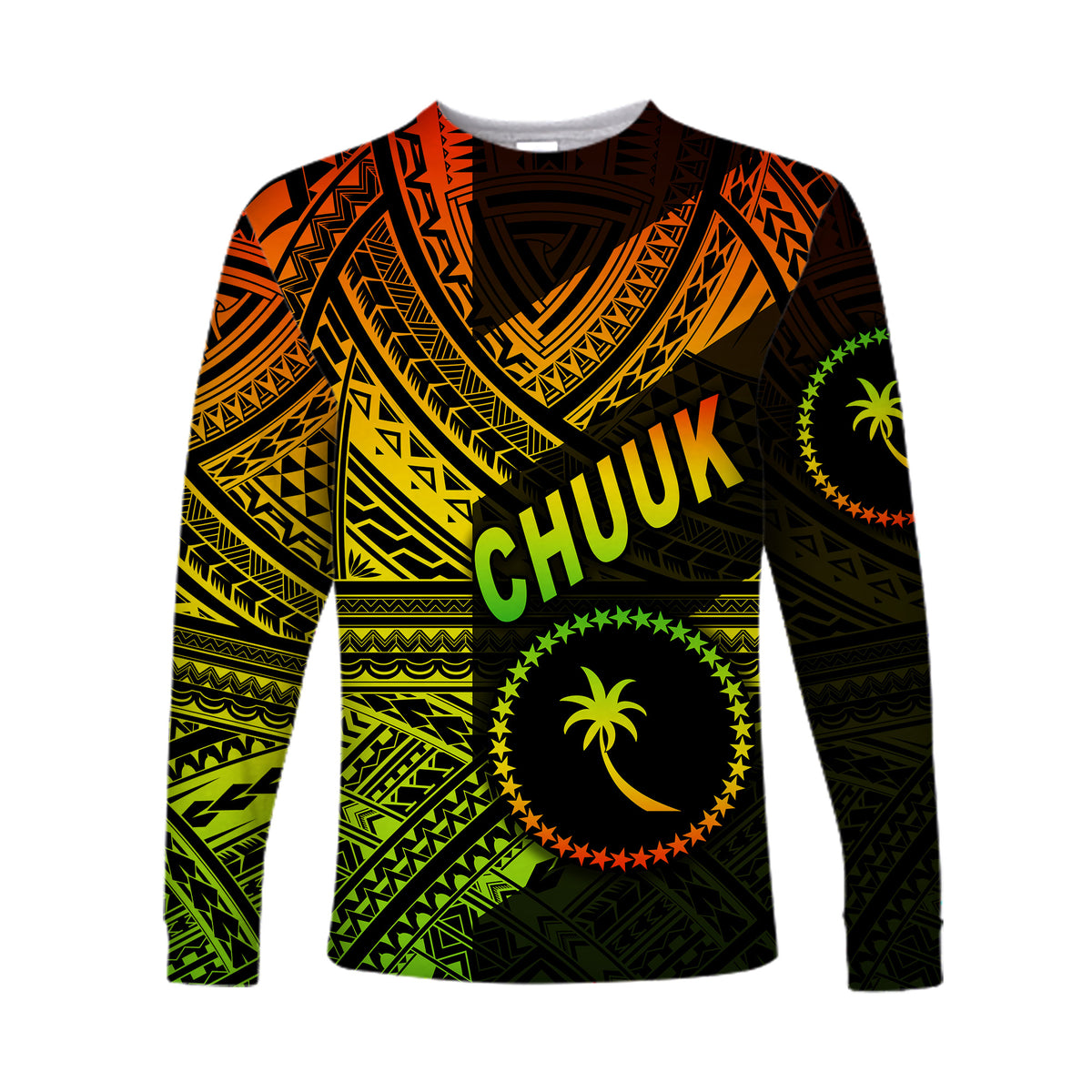 (Custom Personalised) FSM Chuuk Long Sleeve Shirts Original Style - Reggae LT8 - Polynesian Pride