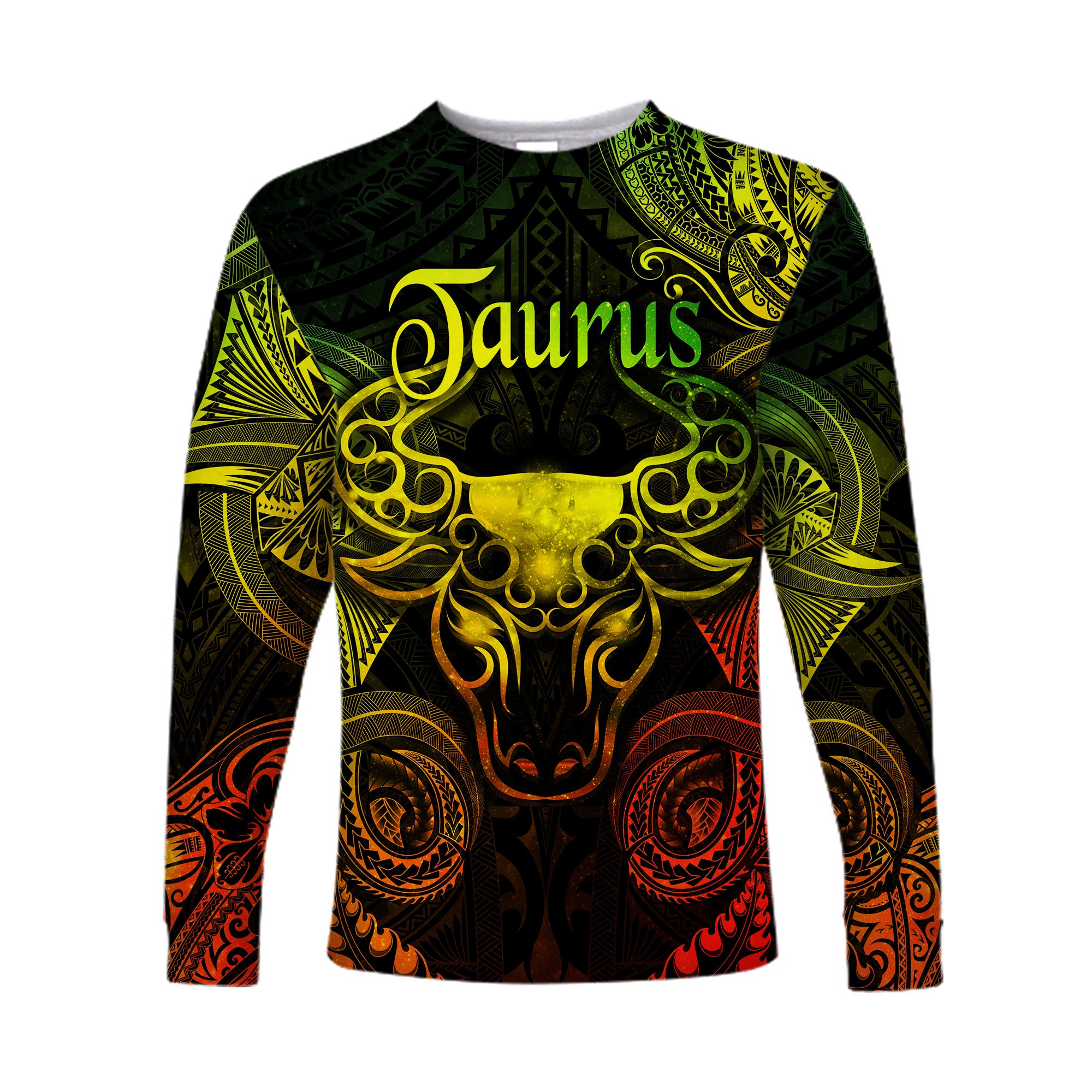 Taurus Zodiac Polynesian Long Sleeve Shirt Unique Style - Reggae LT8 Unisex Reggae - Polynesian Pride