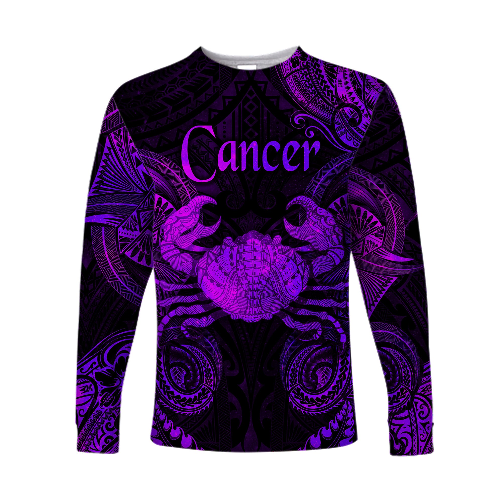 (Custom Personalised) Cancer Zodiac Polynesian Long Sleeve Shirt Unique Style - Purple LT8 Unisex Purple - Polynesian Pride