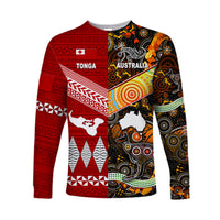 (Custom Personalised) Tonga Ngatu And Australia Aboriginal Long Sleeve Shirts Together, Custom Text And Number LT8 - Polynesian Pride