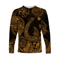 Hawaii Fish Hook Polynesian Long Sleeve Shirt Unique Style - Gold LT8 Unisex Gold - Polynesian Pride