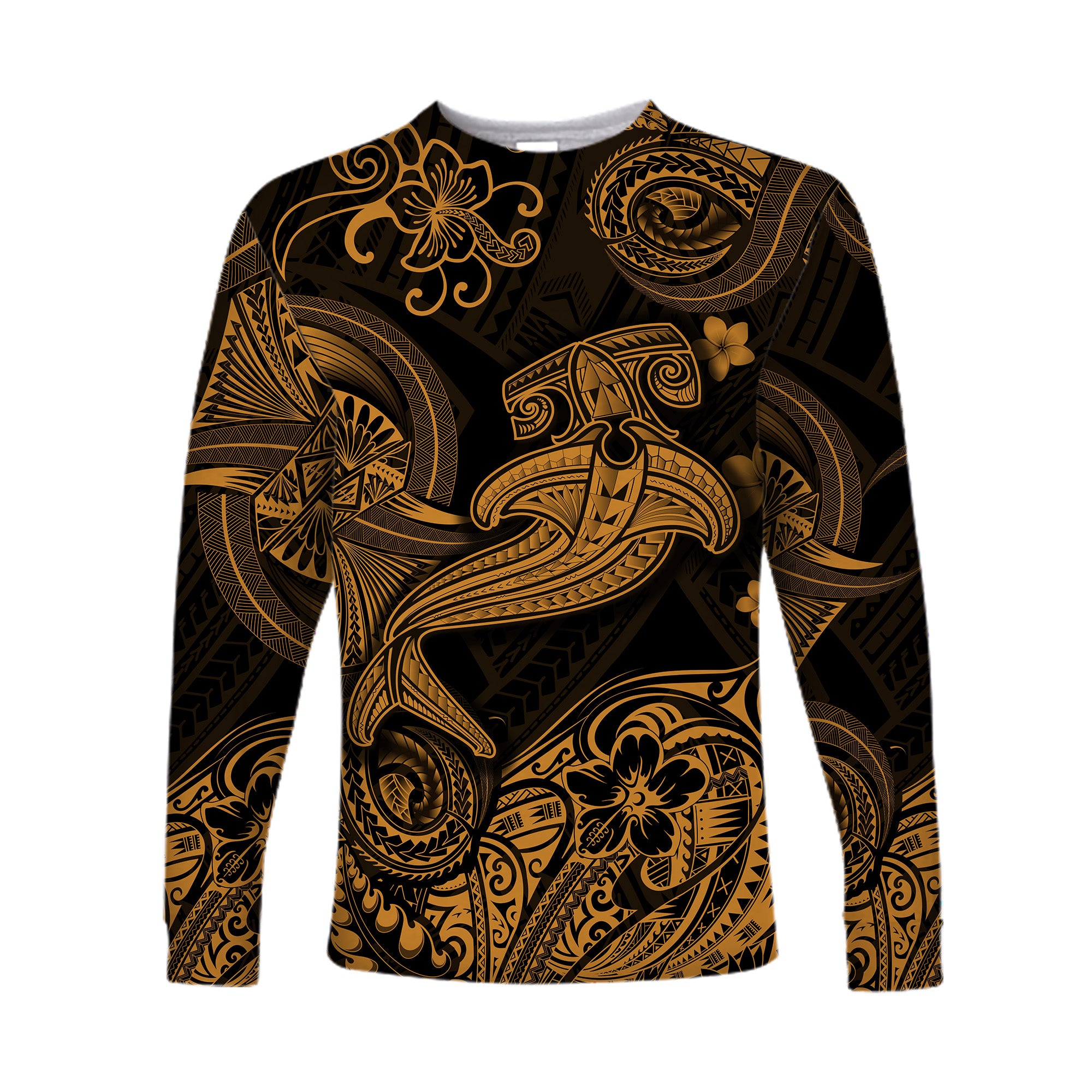 Hawaii Hammer Shark Polynesian Long Sleeve Shirt Unique Style - Gold LT8 - Polynesian Pride