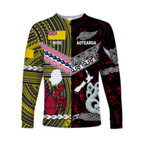 New Zealand Maori Aotearoa And Niue Together Long Sleeve Shirts - Red LT8 - Polynesian Pride