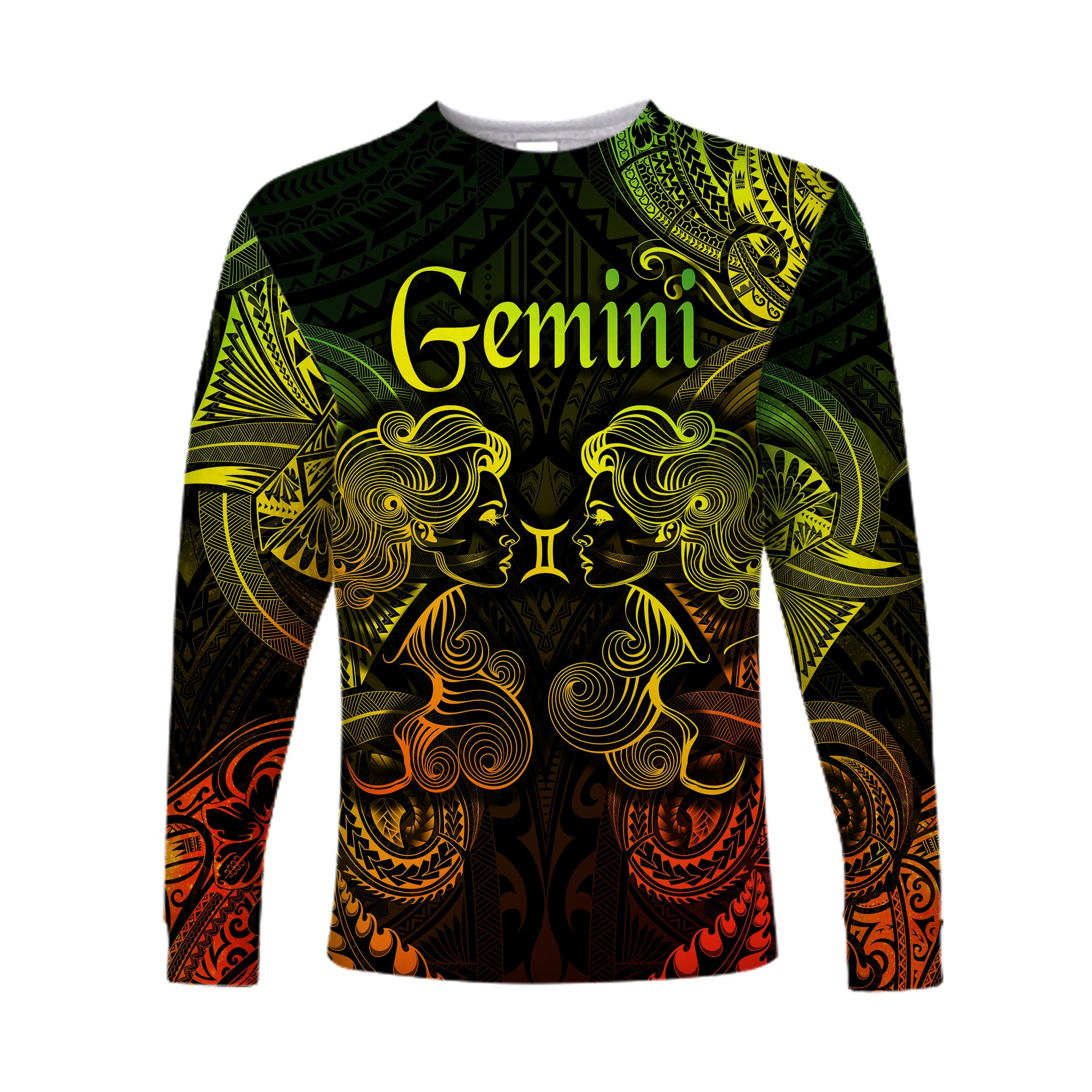 (Custom Personalised) Gemini Zodiac Polynesian Long Sleeve Shirt Unique Style - Reggae LT8 Unisex Reggae - Polynesian Pride