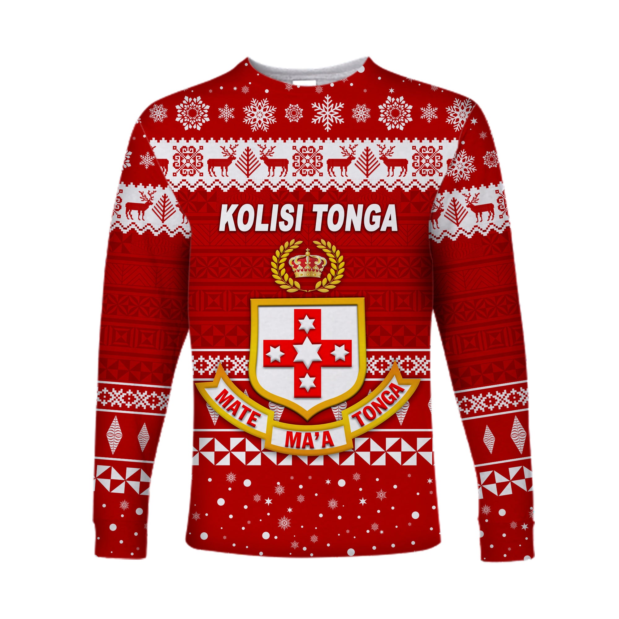 (Custom Personalised) Kolisi Tonga College Christmas Long Sleeve Shirt Simple Style LT8 Unisex Red - Polynesian Pride
