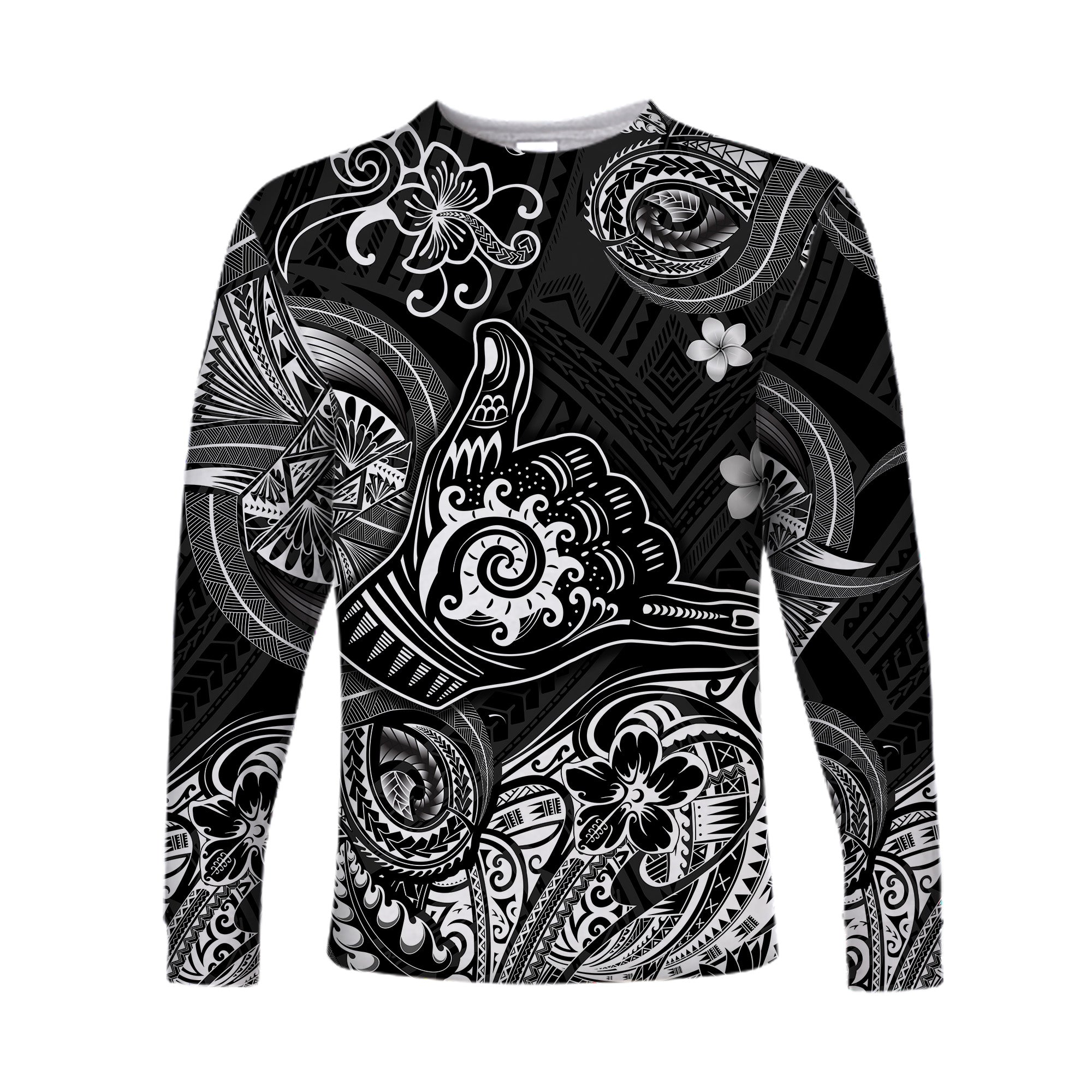 (Custom Personalised) Hawaii Shaka Polynesian Long Sleeve Shirt Unique Style - Black LT8 Unisex Black - Polynesian Pride