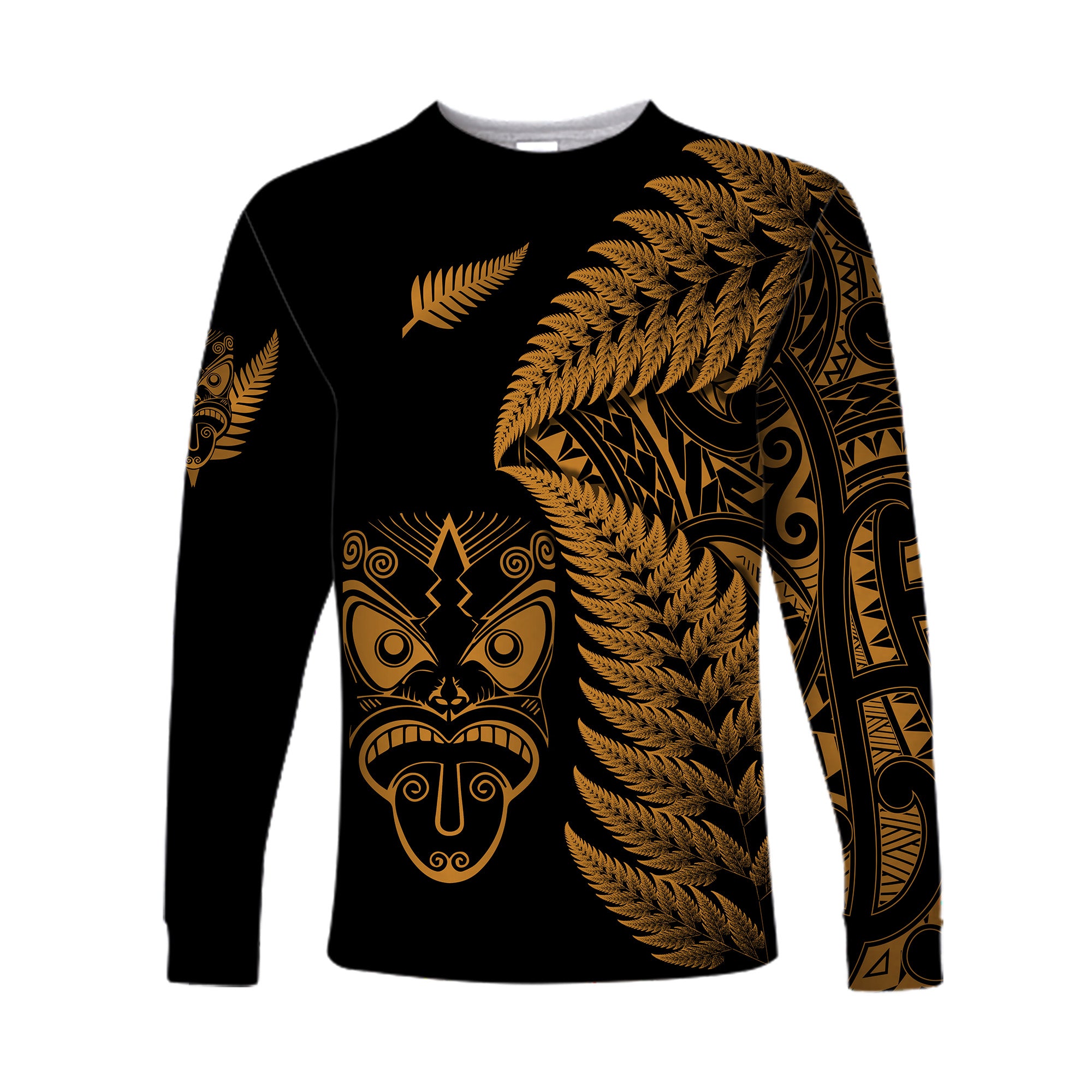 New Zealand Haka Rugby Maori Long Sleeve Shirt Silver Fern Vibes - Gold LT8 Unisex Gold - Polynesian Pride