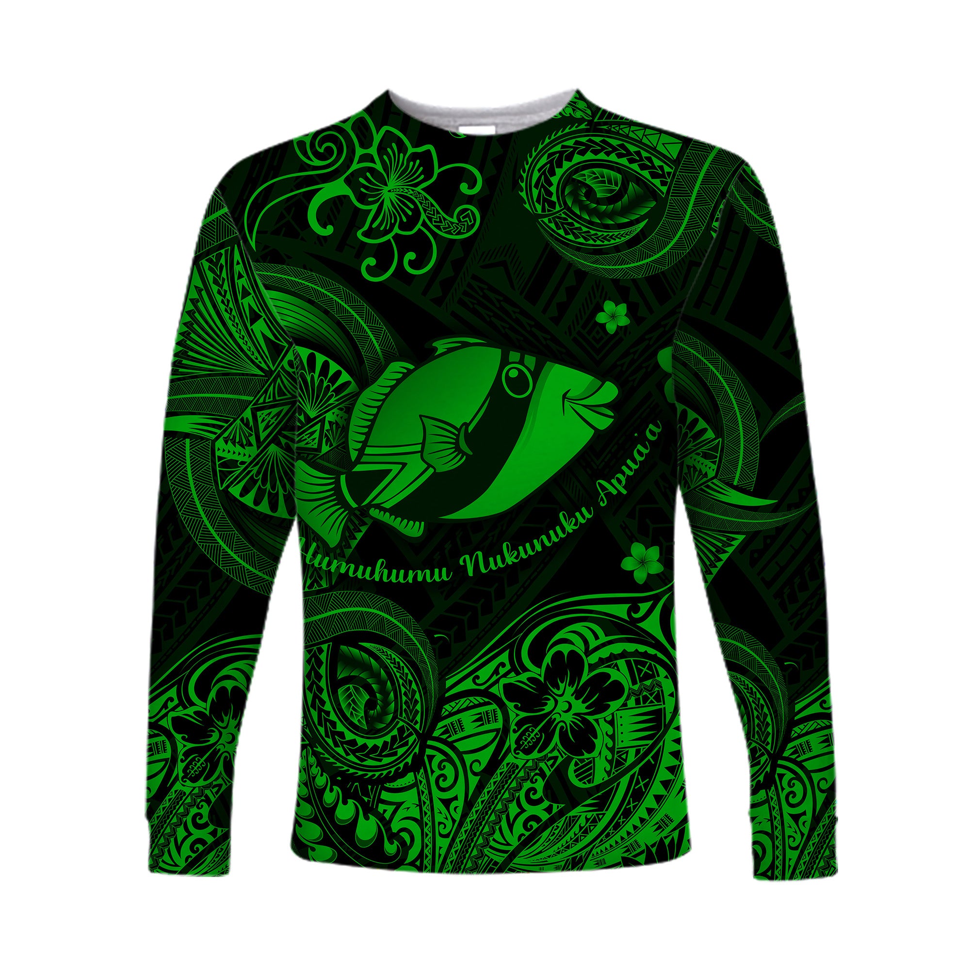 (Custom Personalised) Hawaii State Fish: Humuhumu Nukunuku Apua'a Polynesian Long Sleeve Shirt Unique Style - Green LT8 - Polynesian Pride