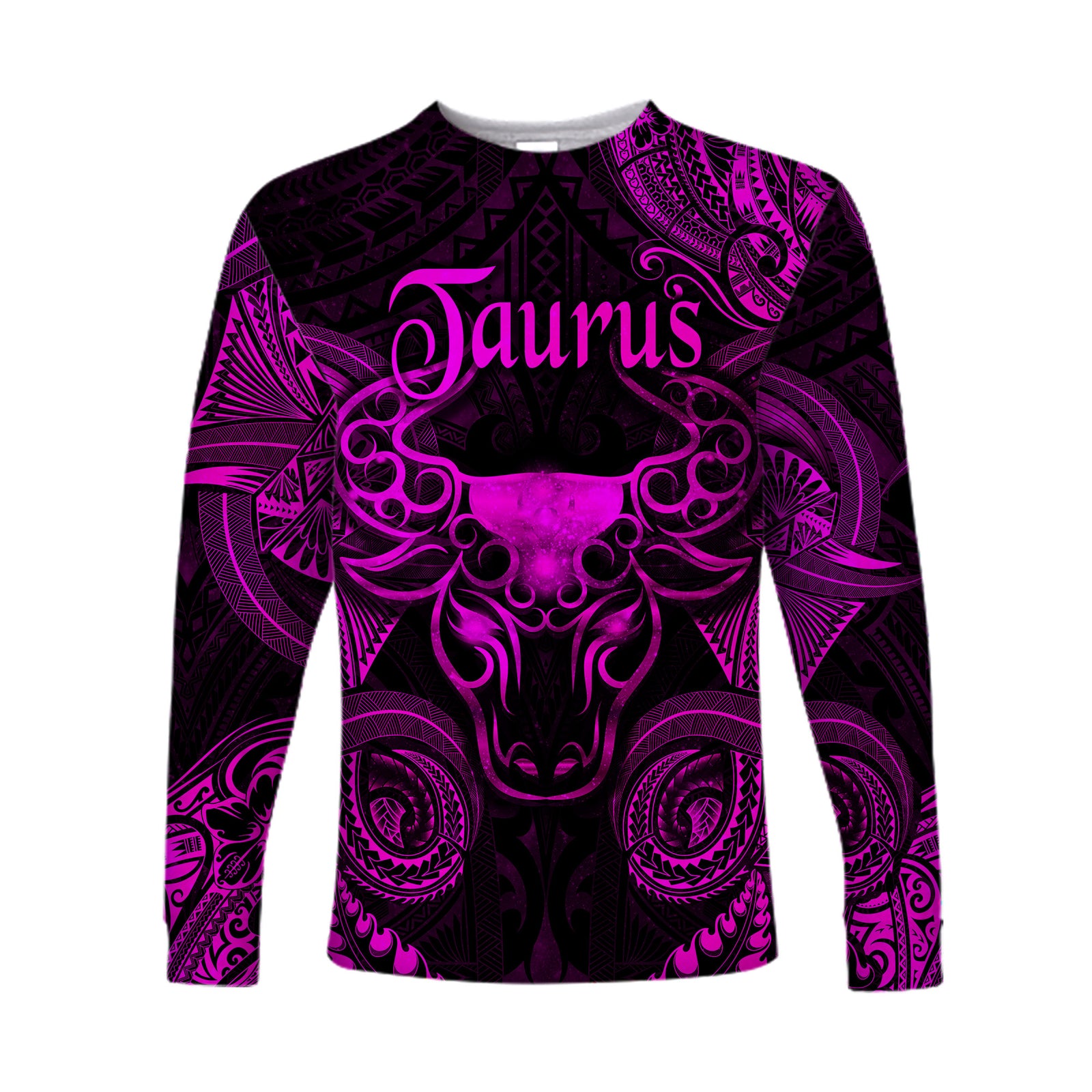 (Custom Personalised) Taurus Zodiac Polynesian Long Sleeve Shirt Unique Style - Pink LT8 Unisex Pink - Polynesian Pride