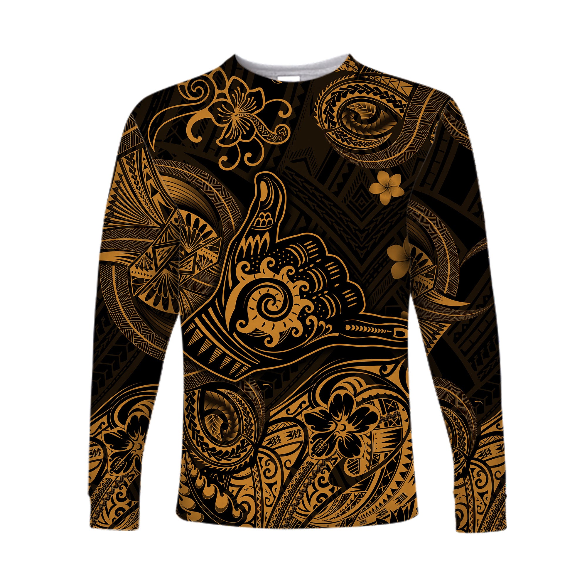 Hawaii Shaka Polynesian Long Sleeve Shirt Unique Style - Gold LT8 Unisex Gold - Polynesian Pride