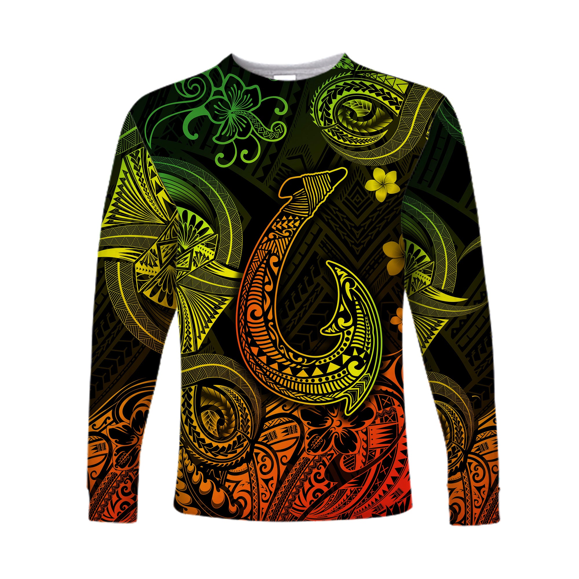 Hawaii Fish Hook Polynesian Long Sleeve Shirt Unique Style - Reggae LT8 Unisex Reggae - Polynesian Pride