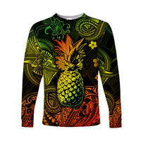 (Custom Personalised) Hawaii Pineapple Polynesian Long Sleeve Shirt Unique Style - Reggae LT8 - Polynesian Pride