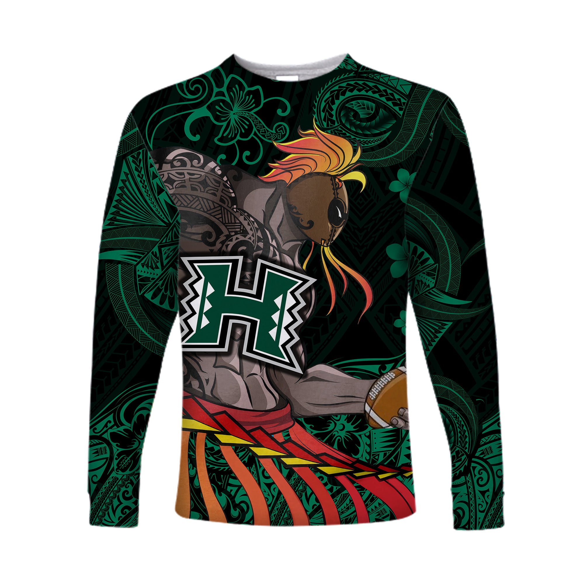 Hawaii Warriors Polynesian Long Sleeve Shirt Unique Style - Green LT8 - Polynesian Pride