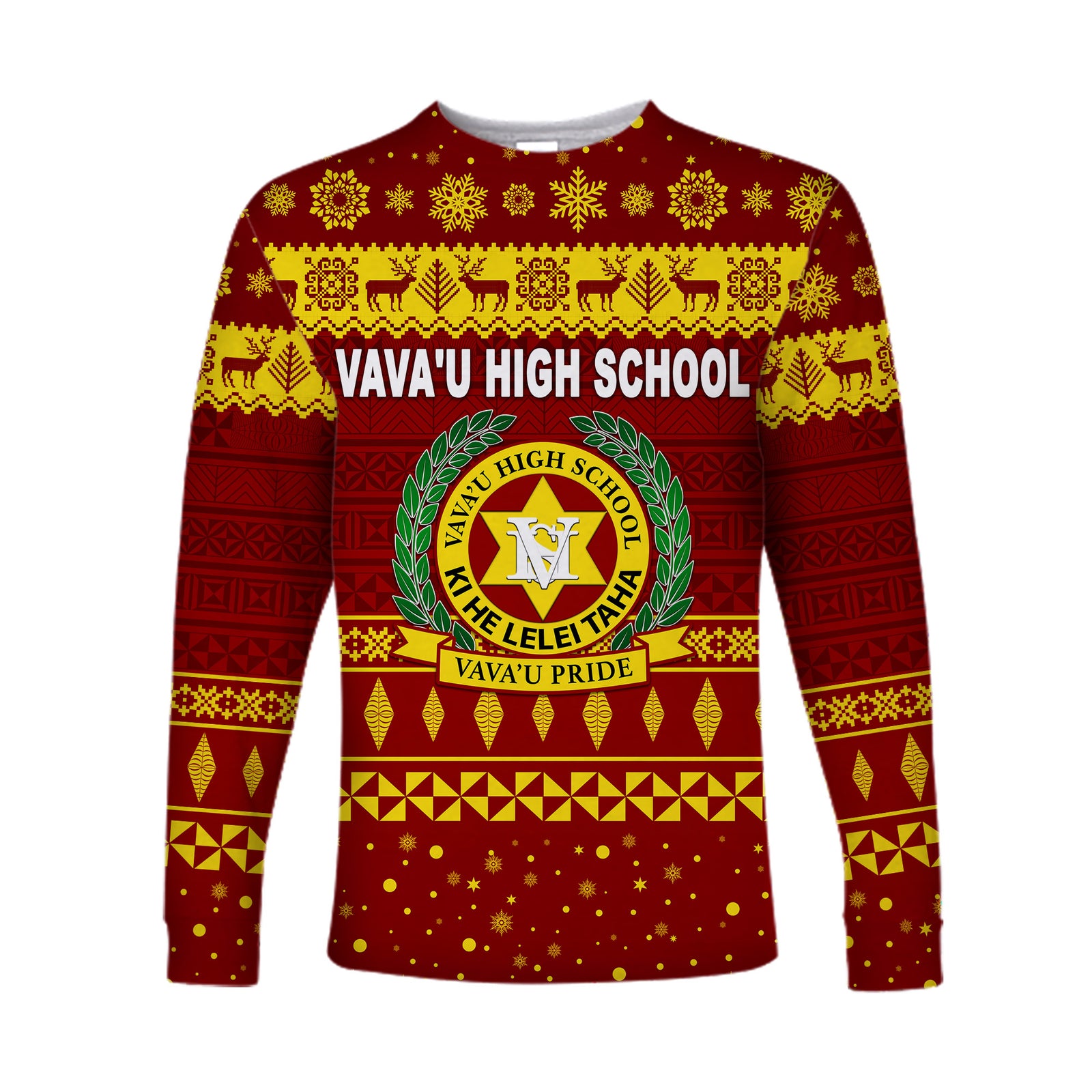 Vava'u High School Christmas Long Sleeve Shirt Simple Style - Maroon LT8 Unisex Green - Polynesian Pride