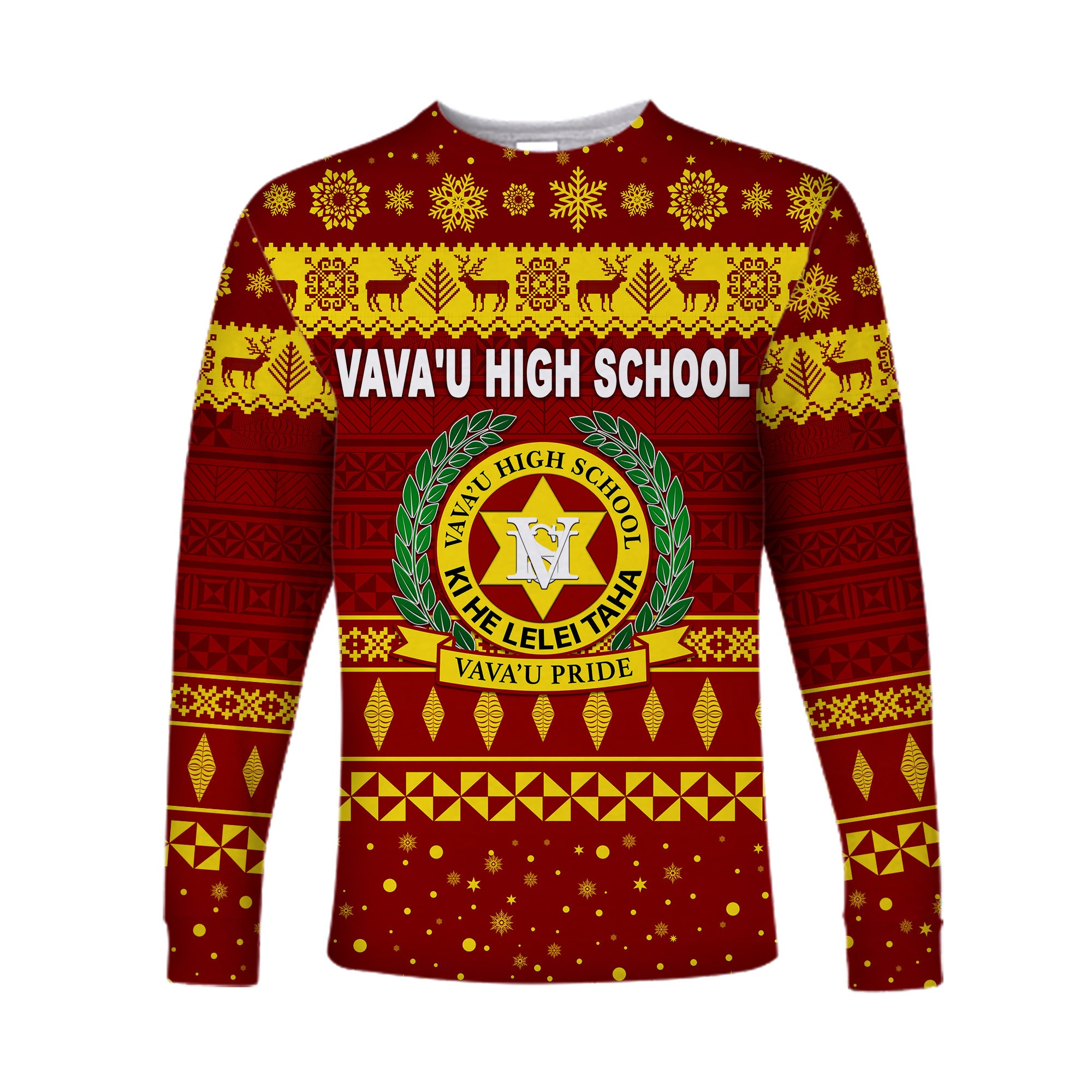 Vava'u High School Christmas Long Sleeve Shirt Simple Style - Maroon LT8 Unisex Green - Polynesian Pride