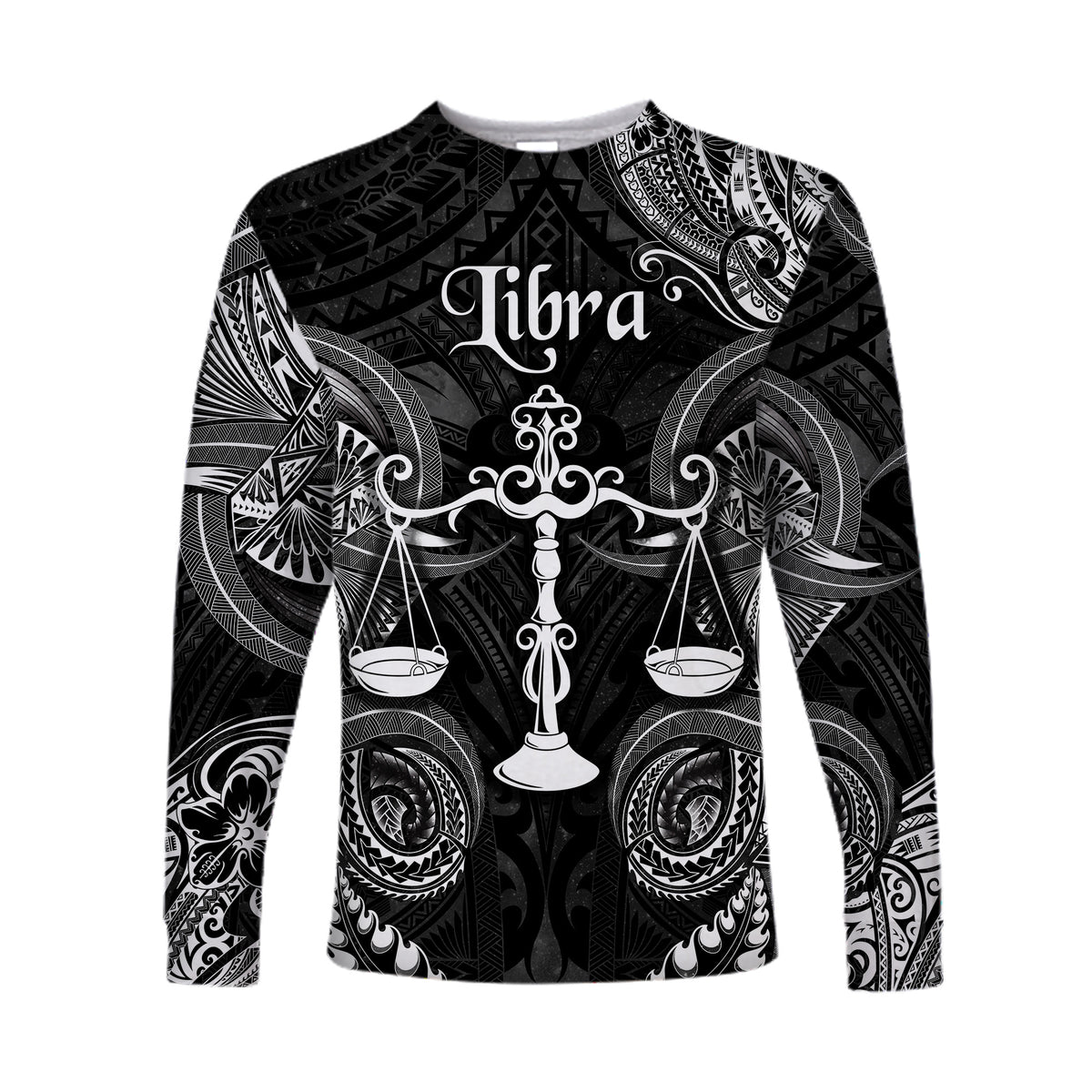 Libra Zodiac Polynesian Long Sleeve Shirt Unique Style - Black LT8 Unisex Black - Polynesian Pride