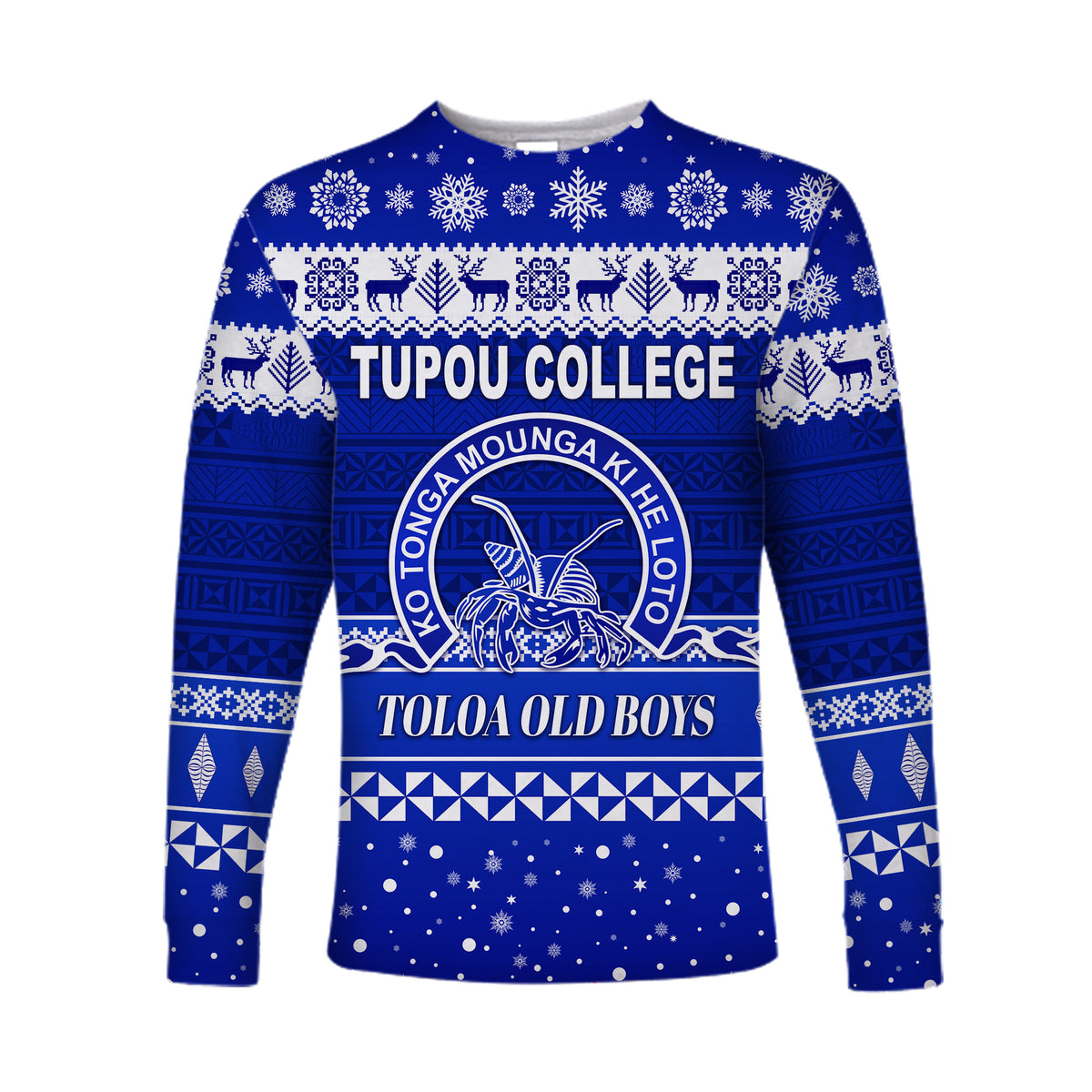 Tupou College Toloa Old Boys Christmas Long Sleeve Shirt Simple Style LT8 Unisex Blue - Polynesian Pride