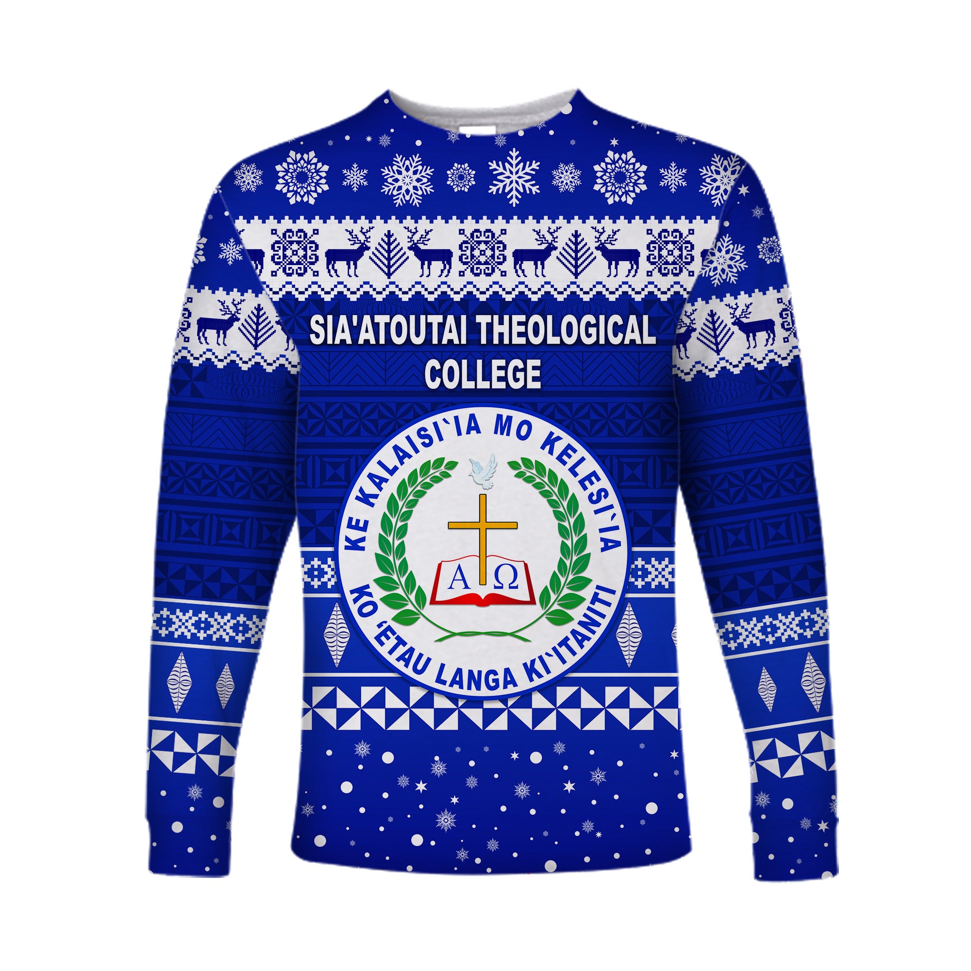 Sia'atoutai Theological College Christmas Long Sleeve Shirt Simple Style LT8 Unisex Blue - Polynesian Pride