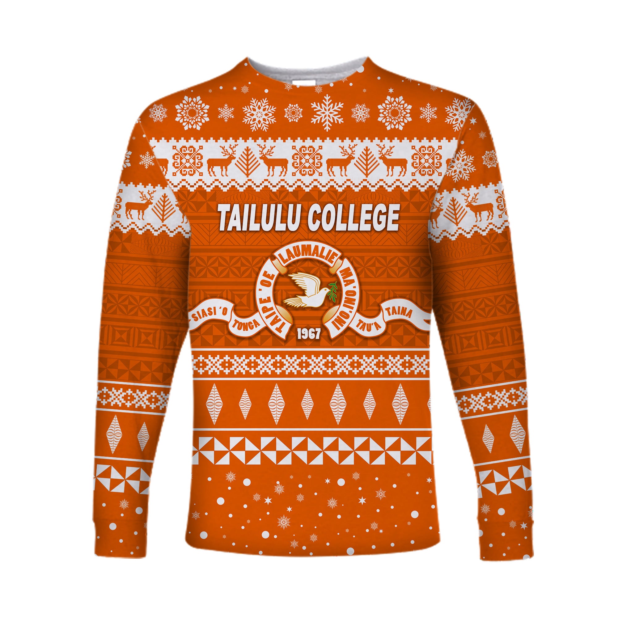 Tailulu College Christmas Long Sleeve Shirt Simple Style LT8 Unisex Orange - Polynesian Pride