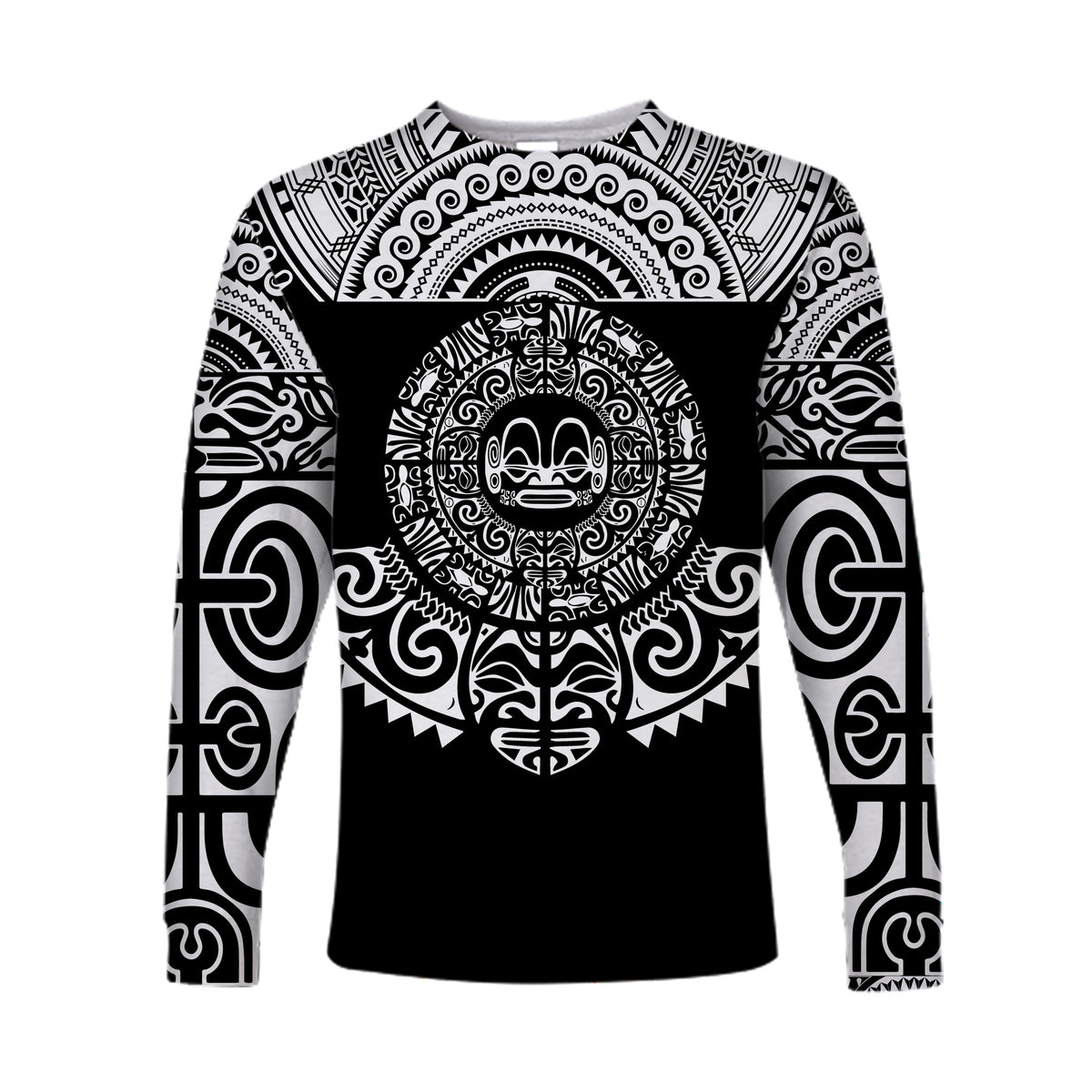 (Custom Personalised) Marquesas Islands Long Sleeve Shirt Marquesan Tattoo Simplified Version - Black LT8 - Polynesian Pride