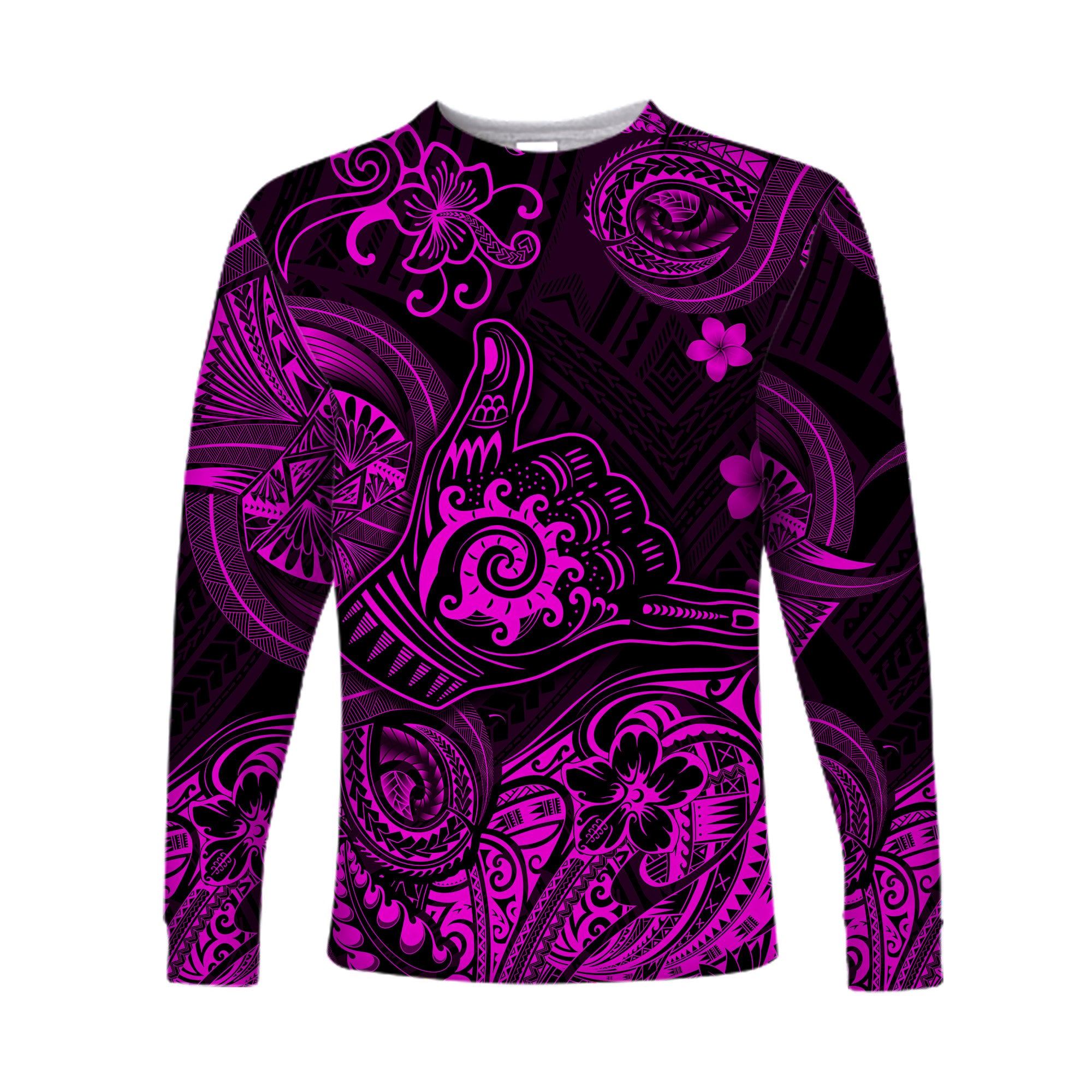 (Custom Personalised) Hawaii Shaka Polynesian Long Sleeve Shirt Unique Style - Pink LT8 - Polynesian Pride