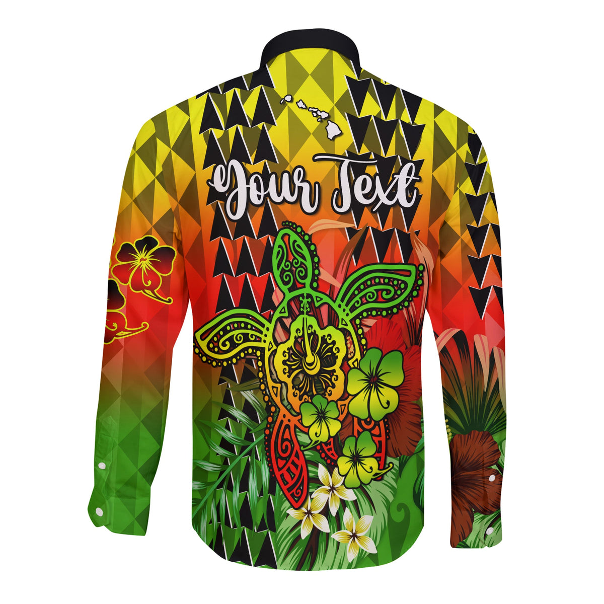(Custom Personalised) Hawaii Flowers Long Sleeve Button Shirt Color Tribal Pattern Hawaiian LT13 - Polynesian Pride